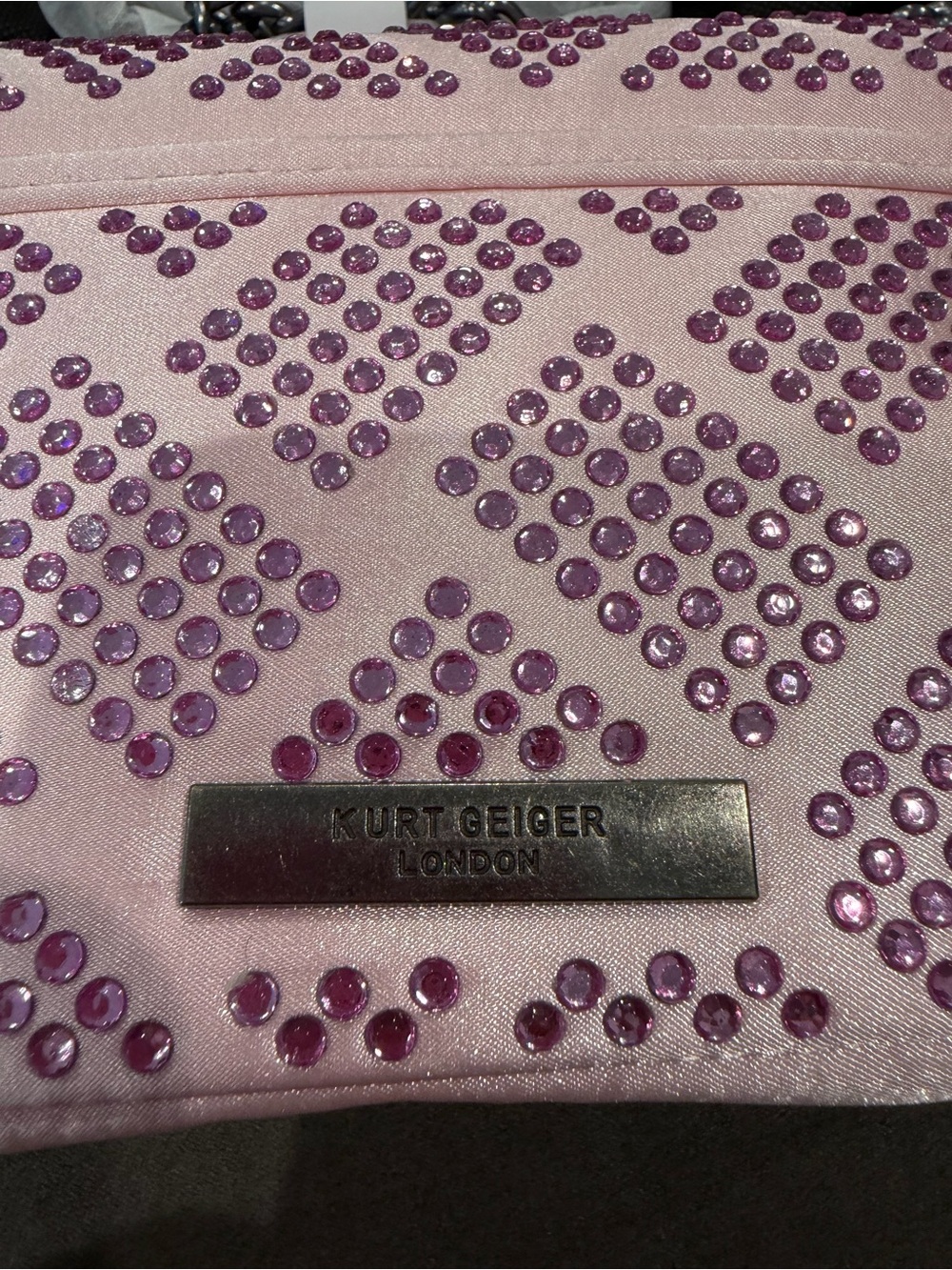 New Kurt Geiger Pink Crystal-Studded Shoulder Bag - Picture 7 of 7